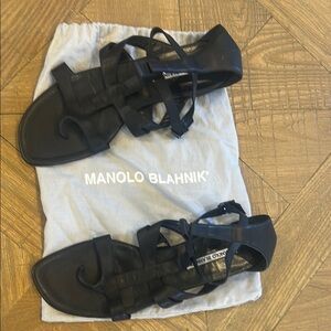Manolo Blahnik Black Strappy Sandals